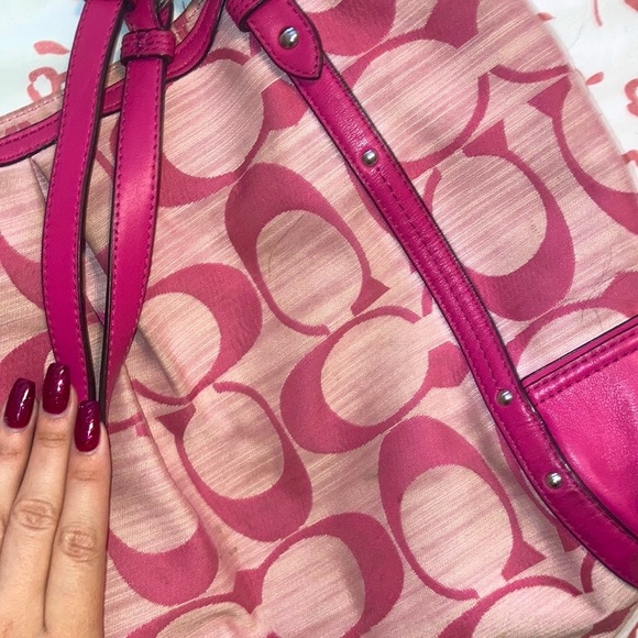 Coach Pink Magenta Y2k Alexandra Signature Chain Tote Bag - Picture 6 of 9